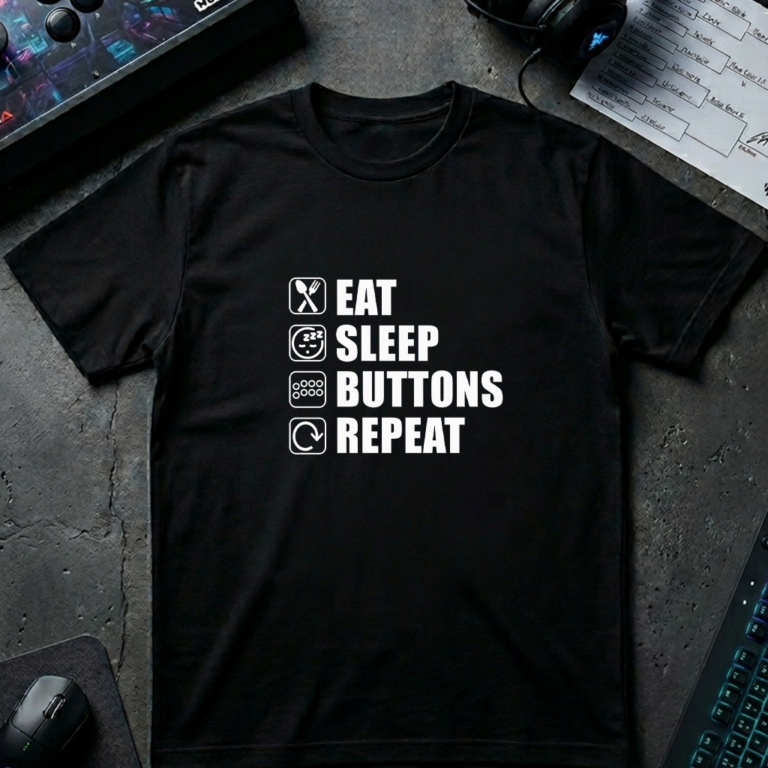 Eat Sleep Buttons Repeat T‑Shirt