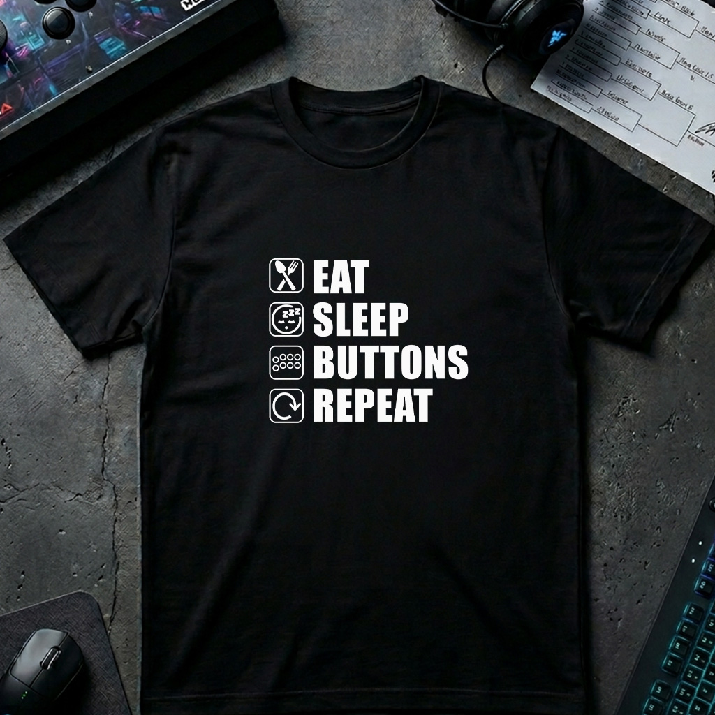 Eat Sleep Buttons Repeat T‑Shirt