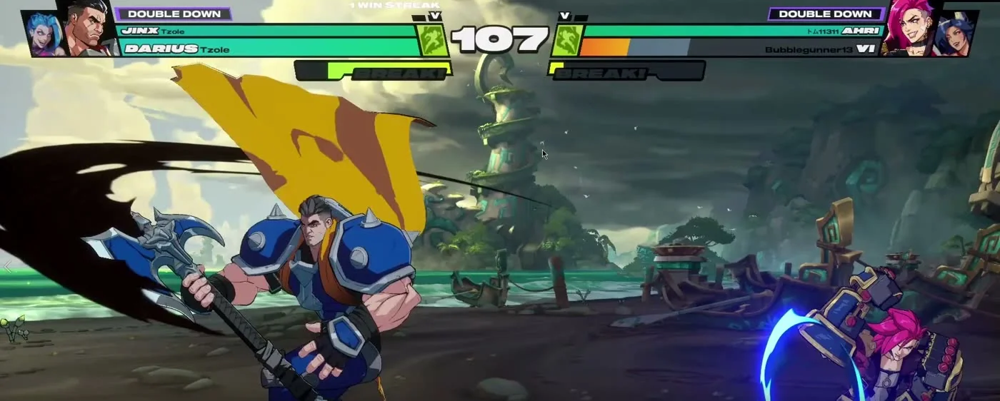 Darius swinging his axe in 2XKO, the move window where a parry beats him