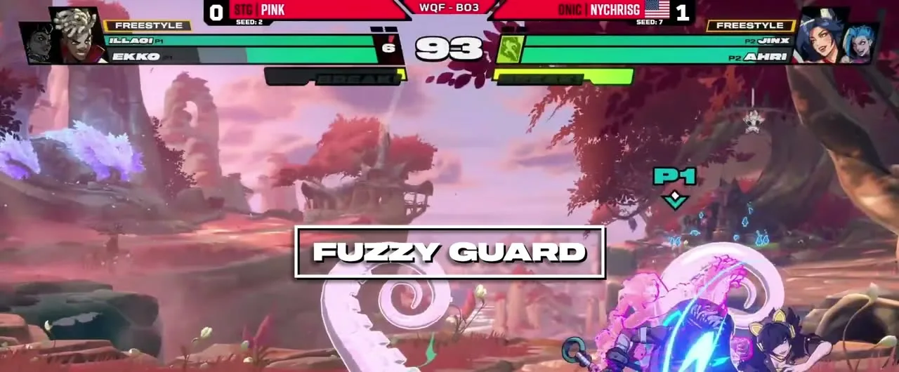 2XKO fuzzy guard moment as NYChrisG blocks high then low against Ekko pressure