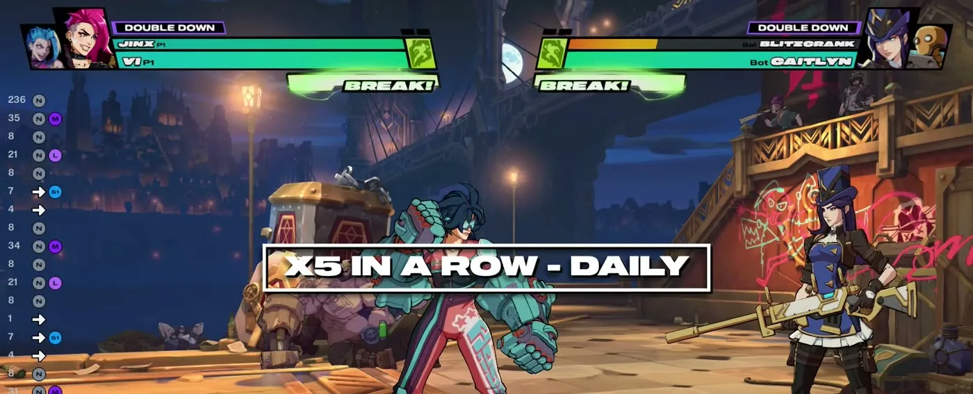 2XKO electric drill instruction to hit five successful reps in a row daily