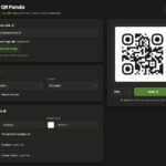 QR Panda app showing live QR code preview, style and color controls