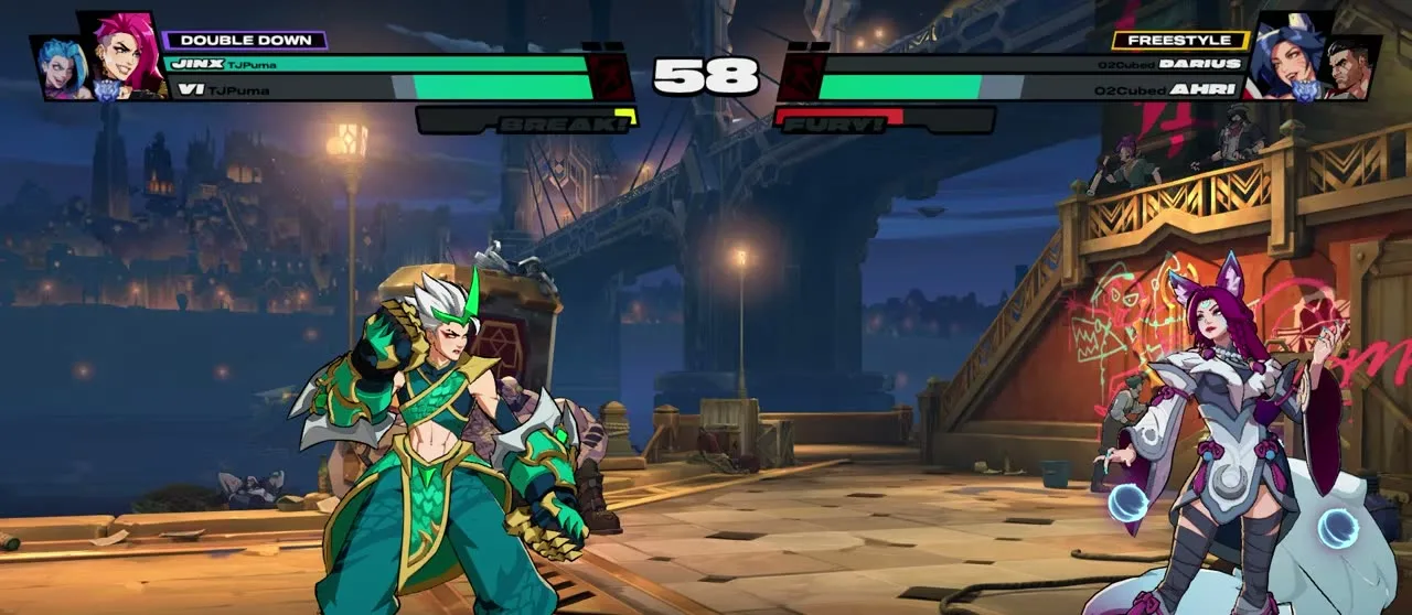 Round start staredown with Darius cornered in 2XKO