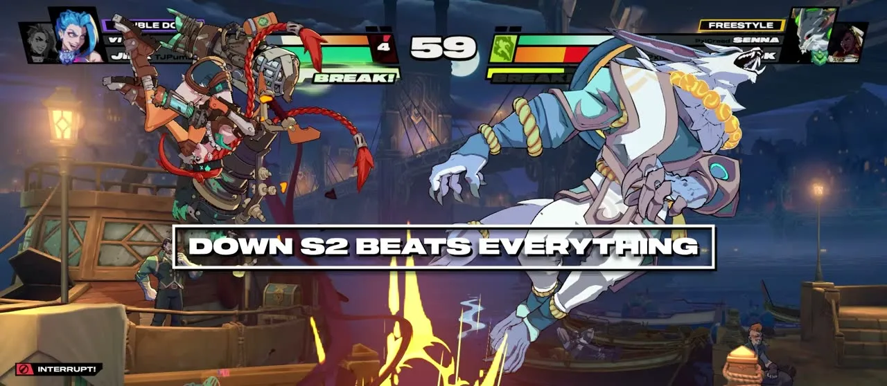 Down S2 beats everything card showing Vi countering a round start option in 2XKO