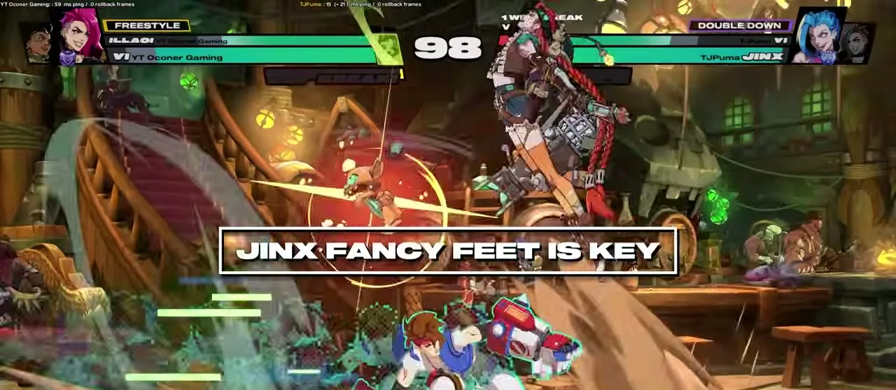 Jinx fancy feet is key title card during a 2XKO ranked match